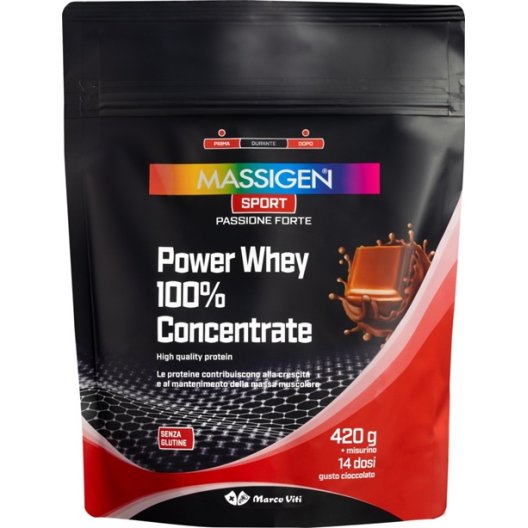 Proteine Whey 100% Concentrate Cioccolato Massigen Sport - 420 g 