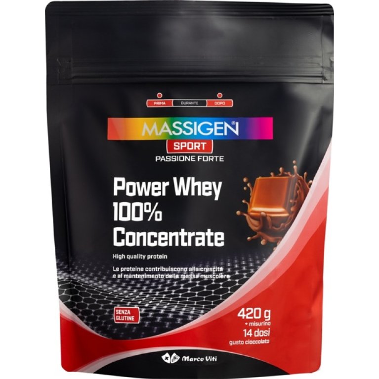 Proteine Whey 100% Concentrate Cioccolato Massigen Sport - 420 g 