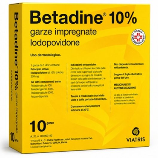 Betadine 10% Garze Impregnate 10x10cm | Disinfettante Iodopovidone