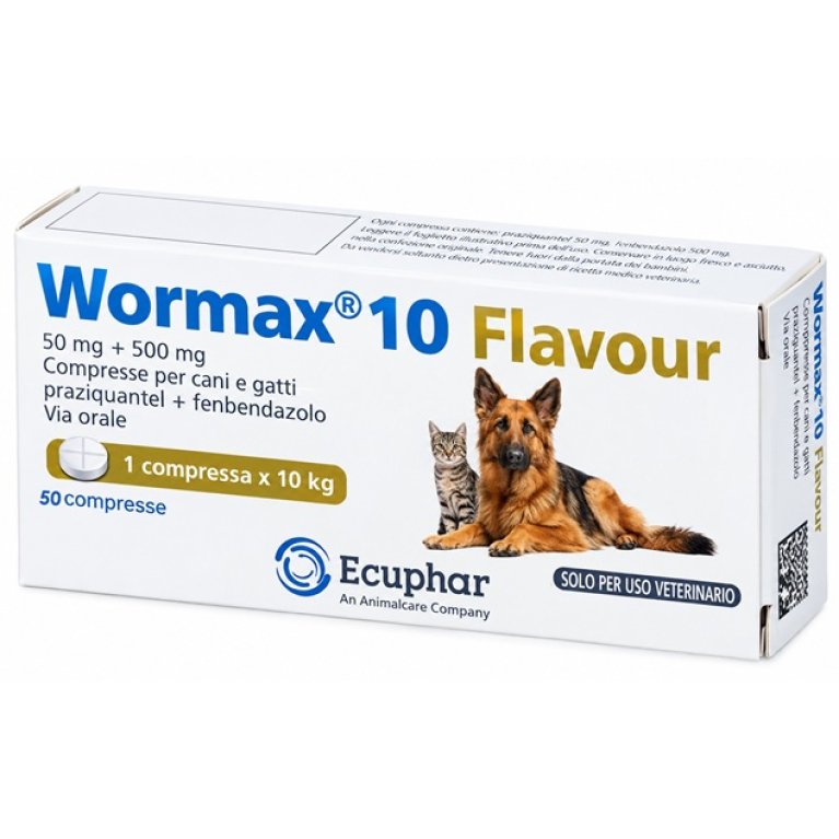 Wormax 10 Flavour - 50 compresse per cani e gatti - 50 mg + 500 mg