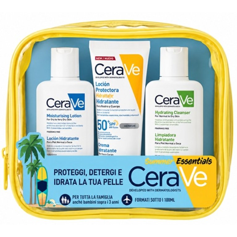 Cerave - Pochette Solare 3 pezzi - protezione + detergente + idratante