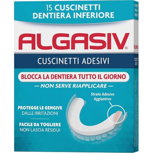 Algasiv 15 Cuscinetti Adesivi - dentiera inferiore 