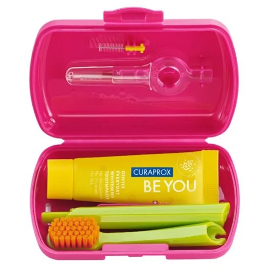 Curaprox Travel Set - spazzolino da viaggio + dentifricio + scovolino - Rosso
