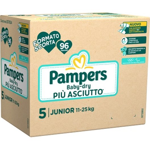 Pampers Baby Dry Junior 96 pannolini - taglia 5 da 11 a 25 kg - formato scorta 