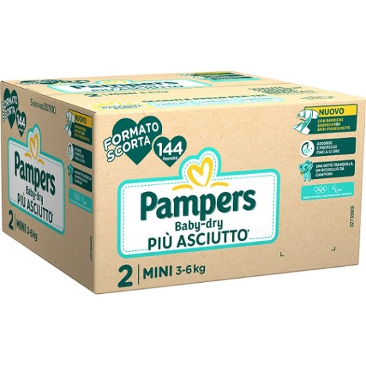 Pampers Baby Dry Mini 144 pannolini - taglia 2 da 3 a 6 kg - formato scorta
