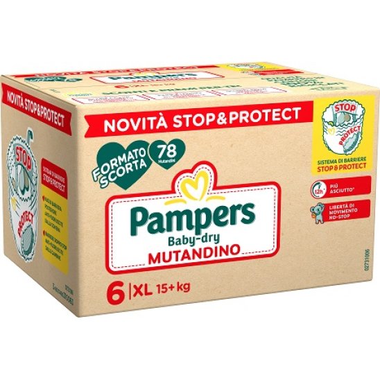 Pampers Baby Dry Mutandino XL 78 pannolini - taglia 6 oltre i 15 Kg - Formato scorta