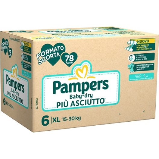 Pampers Baby Dry XL 78 pannolini - taglia 6 da 15 a 30 kg - formato scorta