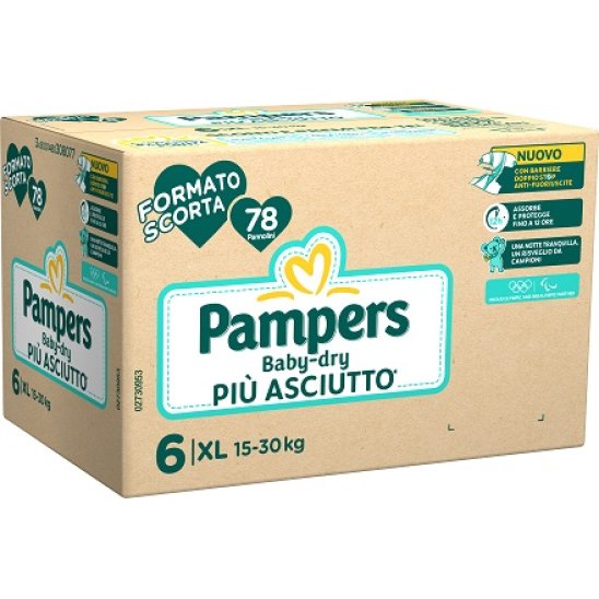 Pampers Baby Dry XL 78 pannolini - taglia 6 da 15 a 30 kg - formato scorta