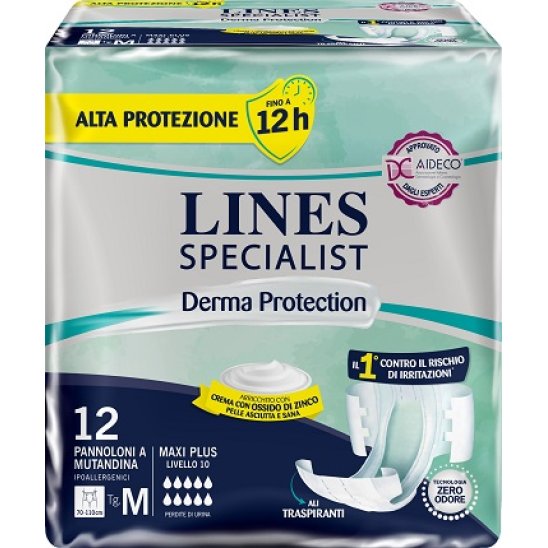 Lines Specialist Derma Protection Pannoloni - taglia M alta protezione livello 10 - confezione da 12 pannoloni