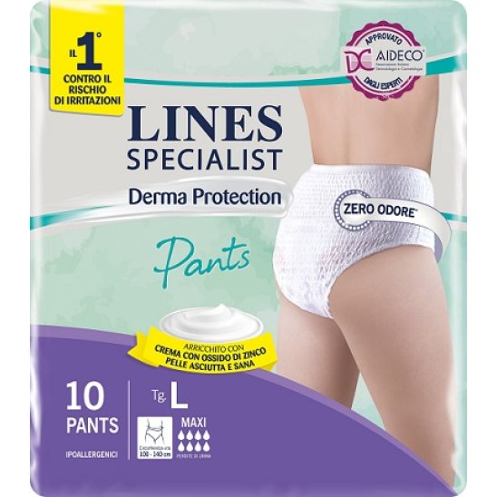 Lines Specialist derma protection Pants Maxi 8 gocce - pannoloni a mutandina taglia L - 10 pannoloni