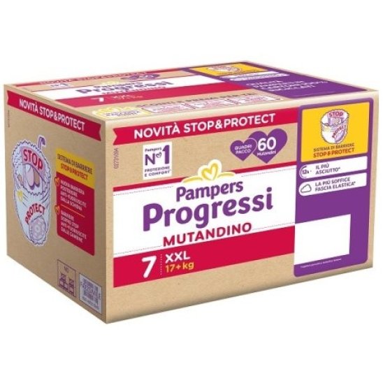 Pampers progressi mutandino quadri XXL - taglia 7 (17 kg+) - 60 pezzi - quadripack