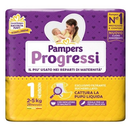Pampers progressi Newborn Taglia 1 (2-5 Kg) - 28 pannolini