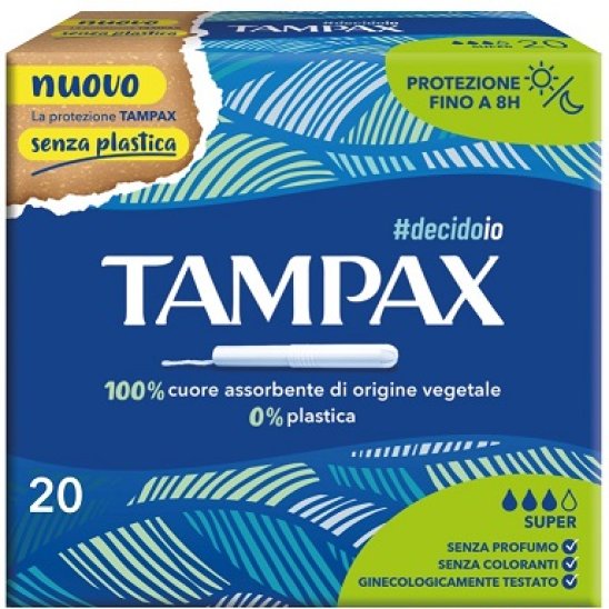 Tampax Blue Box Super - assorbente interno con applicatore in cartone per il flusso abbondante - 20 assorbenti