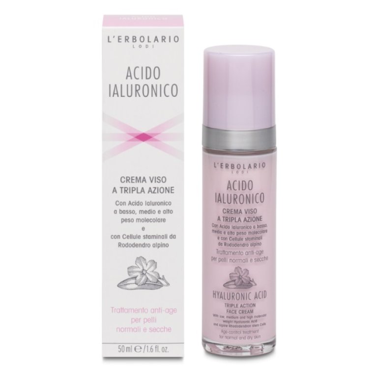 Crema Viso a Tripla Azione Acido Ialuronico - Pelli Normali e Secche - L'Erbolario - 50 ml