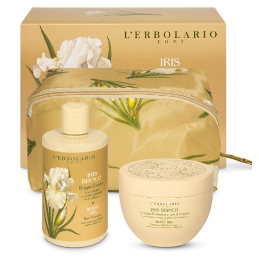 Iris Bianco Beauty Case Gemma L'Erbolario - bagnocrema 300 ml + crema corpo 300 ml