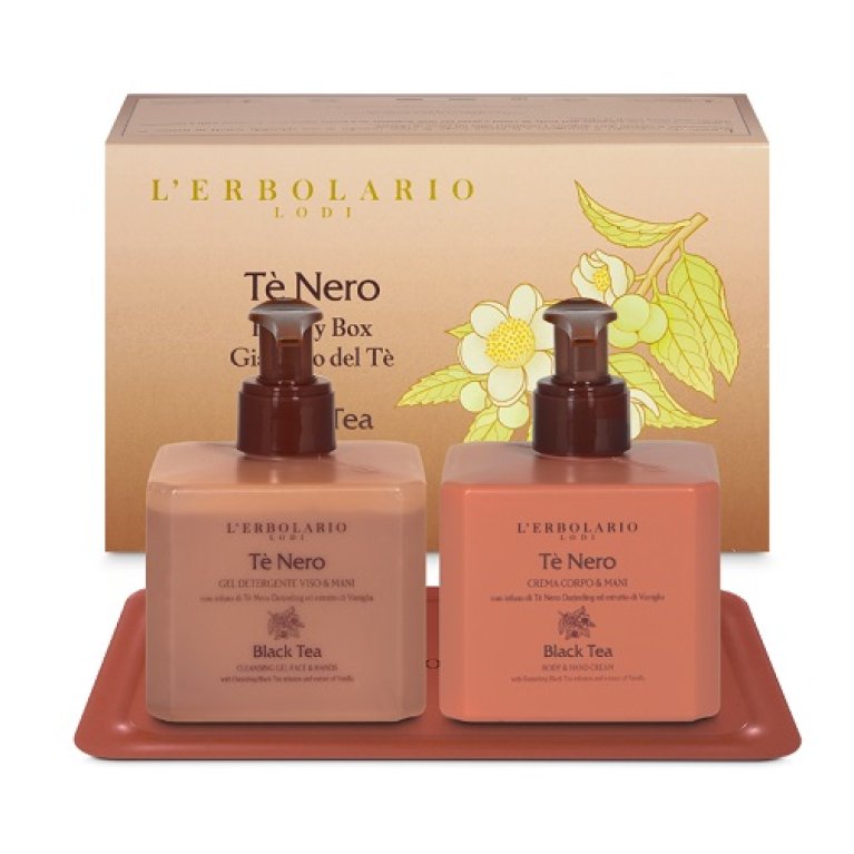 Tè Nero Beauty Box Giardino del Tè L'Erbolario - gel detergente viso e mani 270 ml + crema corpo e mani 250 ml