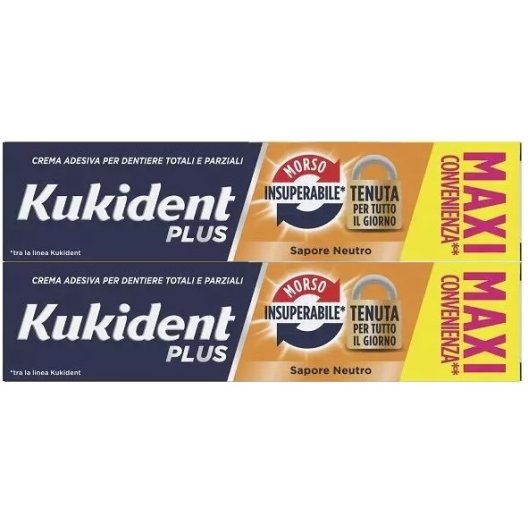 Kukident Plus Bipacco Morso insuperabile - 2x57 grammi maxi formato - sapore neutro