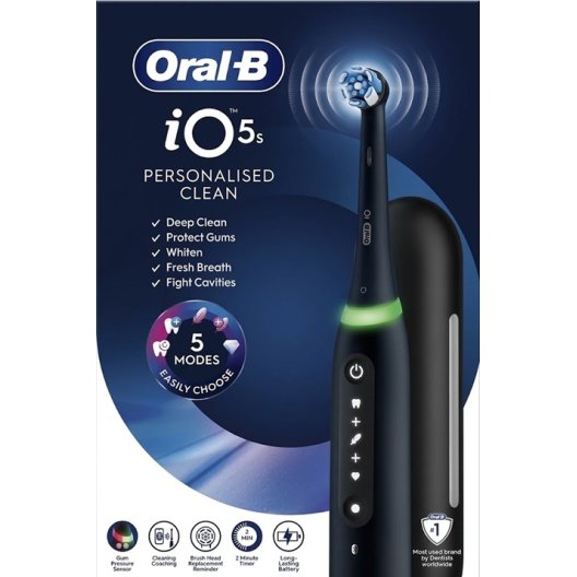 Oral B spazzolino elettrico iO 5 s + 1 testina - Nero
