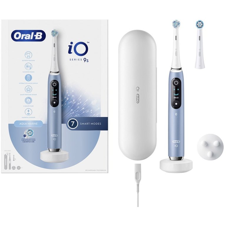 Oral B spazzolino elettrico iO 9 s + 2 testine - Azzurro Acqua Marina