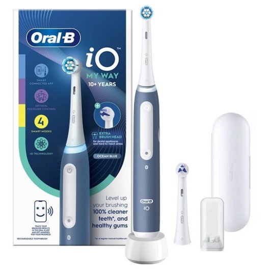 Oral B spazzolino elettrico iO My Way per bambini dai 10 anni - 2 testine e custodia inclusi