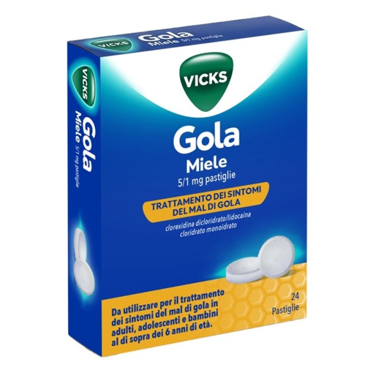 Vicks Gola Pastiglie Miele - 24 pastiglie disinfettanti e anestetiche