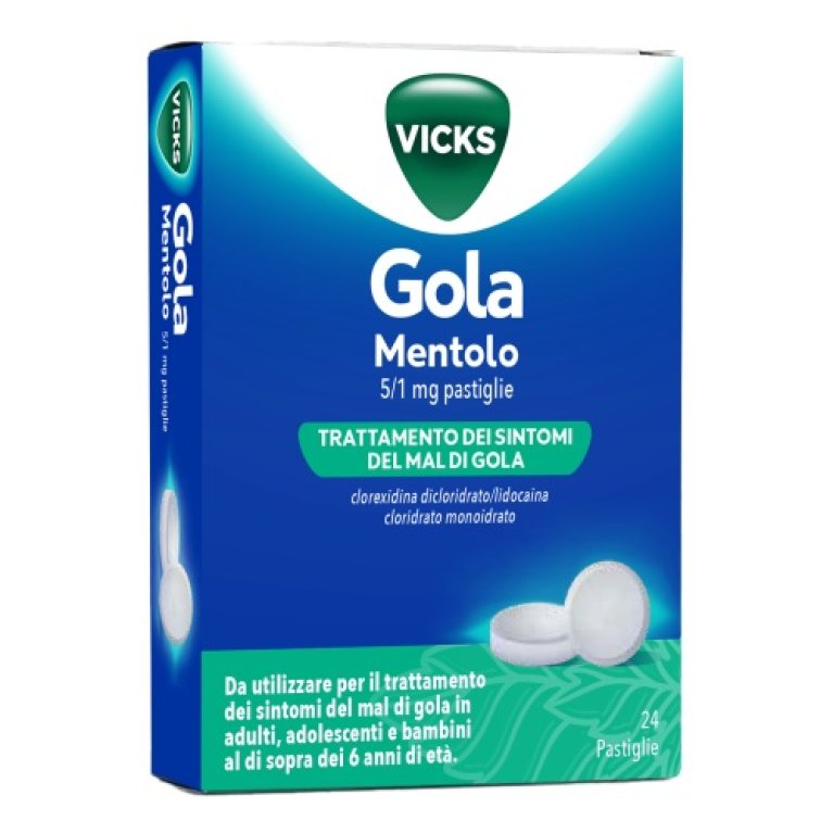 Vicks Gola Pastiglie Mentolo - 24 pastiglie disinfettanti e anestetiche