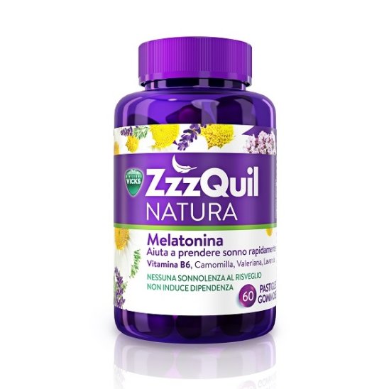 ZZZQuil Natura pastiglie gommose con melatonina per addormentarsi rapidamente - 60 pastiglie gommose gusto frutti di bosco