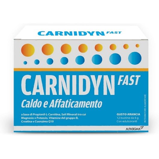 Carnidyn Fast - Magnesio, Potassio e Creatina contro caldo e affaticamento - 12 bustine