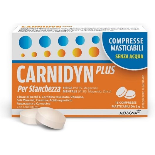 Carnidyn Plus compresse contro la stanchezza fisica e mentale - 18 compresse masticabili