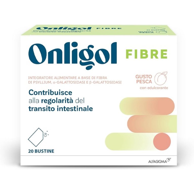 Onligol Fibre gusto Pesca - per la normale regolarità del transito intestinale - 20 bustine