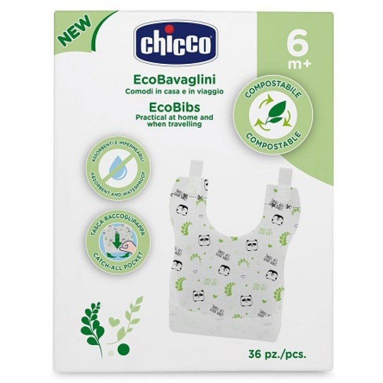 Chicco Bavaglini monouso con tasca compostabili - 36 pezzi