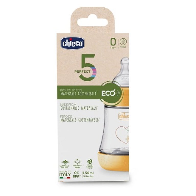 Chicco Biberon Anticolica Perfect 5 eco-silicone - flusso lento - 1 biberon 150 ml