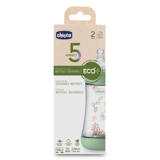 Chicco Biberon Anticolica Perfect 5 eco-silicone - flusso medio - 1 biberon 240 ml