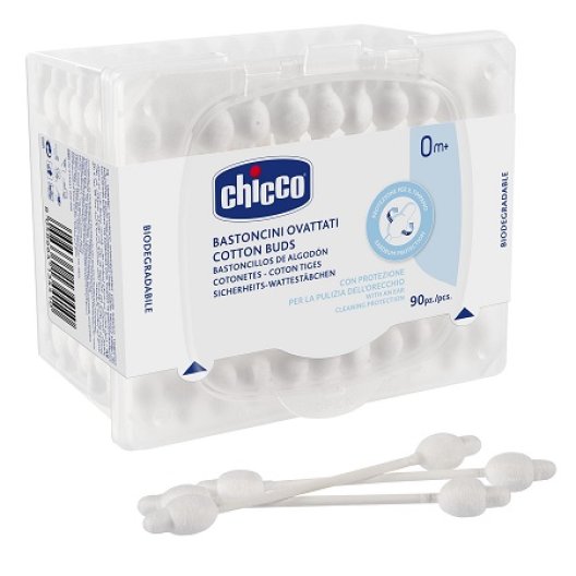 Chicco Cotton Fioc - bastoncini ovattati con protezione per i timpani - 90 pezzi