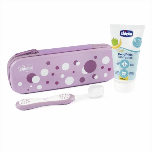 Chicco Set primi dentini Rosa - dentifricio e spazzolino con custodia 6 mesi+ 