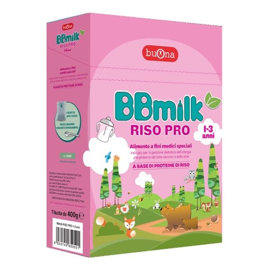 Bbmilk riso pro 1-3 anni latte di riso in polvere 400 grammi
