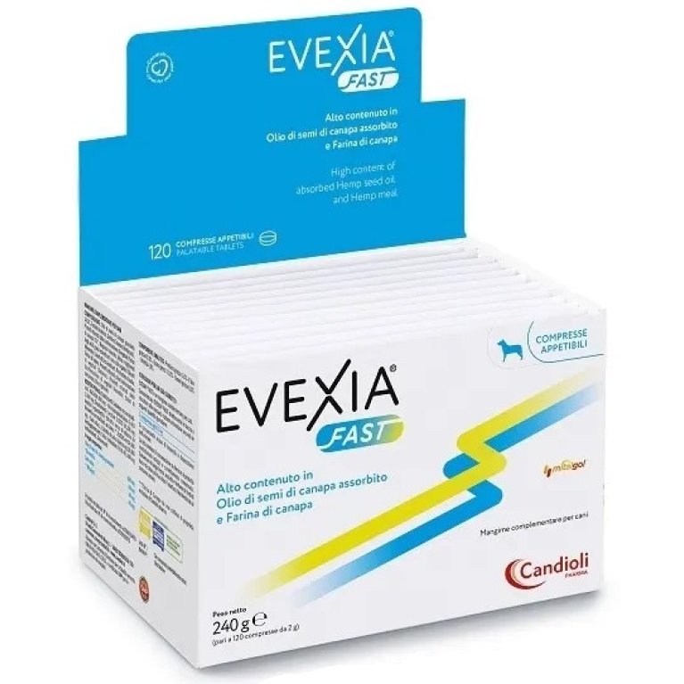 Evexia Fast Candioli 120 compresse – Integratore Articolare Naturale per Cani e Gatti
