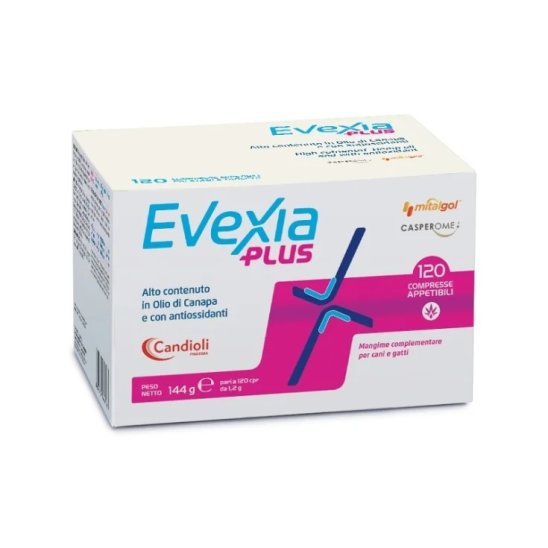 Evexia Plus 120 compresse per cani e gatti ad alto contenuto di olio di canapa ed antiossidanti 