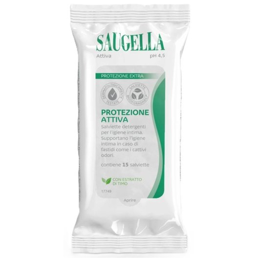 Saugella Attiva Salviettine intime - 15 salviettine antibatteriche