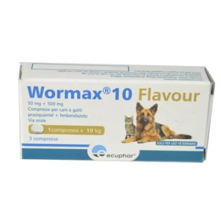 Wormax 10 Flavour - 3 compresse per cani e gatti - 50 mg + 500 mg