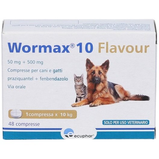 Wormax 10 Flavour - 48 compresse per cani e gatti - 50 mg + 500 mg