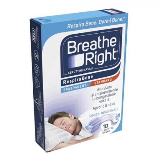 Breathe right respira bene cerottini nasali trasparenti 10 pezzi