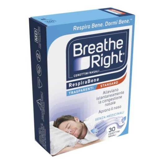 Breathe right respira bene cerottini nasali trasparenti 30 pezzi