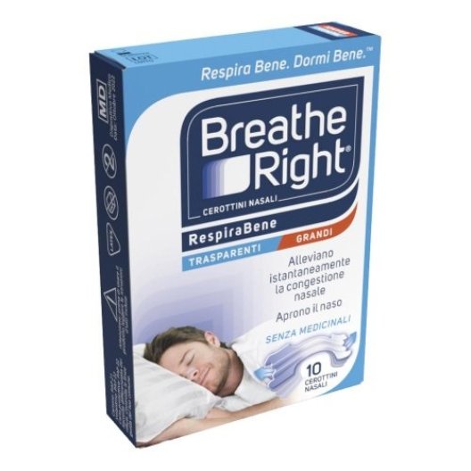 Breathe right respira bene cerottini nasali trasparenti grandi 10 pezzi