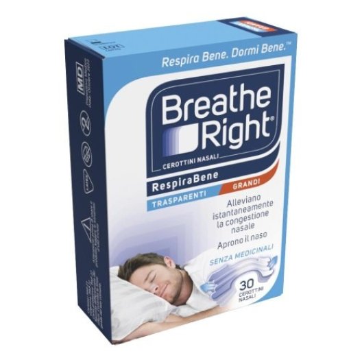 Breathe right respira bene cerottini nasali trasparenti grandi 30 pezzi