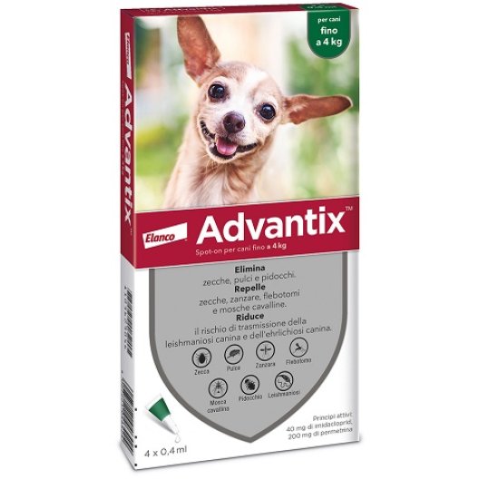 Advantix Spot on - 4 pipette - antiparassitario per cani da 0 a 4 kg 