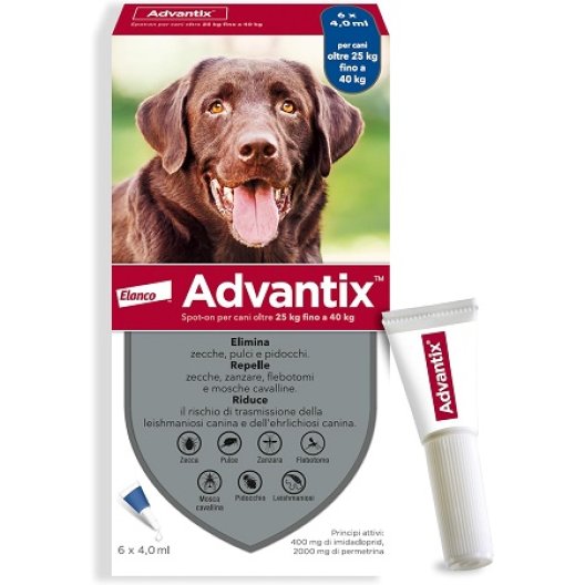 Advantix Spot on pipette antiparassitarie per cani da 25 a 40 kg - 6 pipette