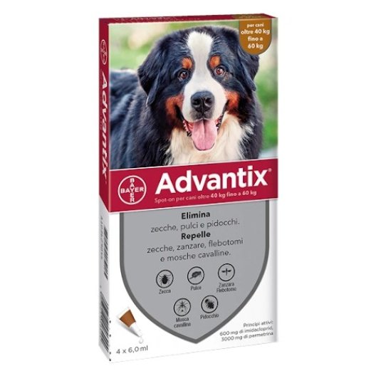 Advantix Spot on - 4 pipette - antiparassitario per cani da 40 a 60 Kg