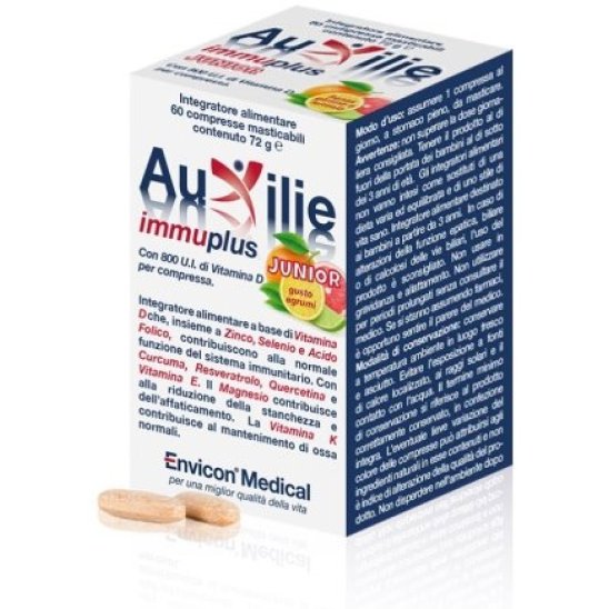 Auxilie immuplus junior - 30 compresse masticabili gusto agrumi Auxilie immuplus junior - 30 compresse masticabili gusto agrumi