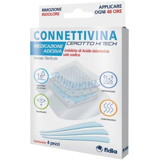 Connettivina Cerotto Hi Tech - 10x10 cm - 4 cerotti con acido ialuronico